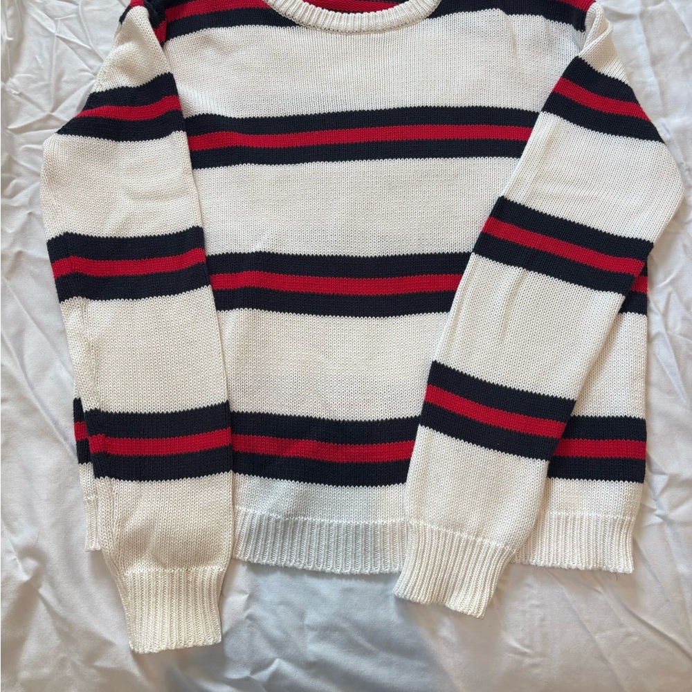Brandy Melville Cream and Red Crewneck Sweater